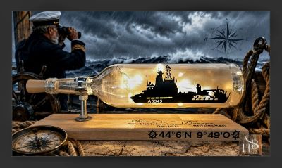 Geschenkflasche Seefahrt Marine Boot maritimes Unikat